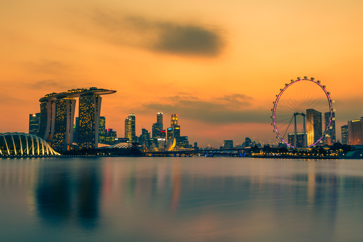 Singapore City Skyline at Sunset