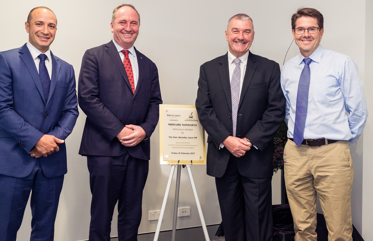  L-R Danesh Bamji, General Manager Franchise AccorHotels Australia, Hon. Barnaby Joyce MP, Rod Laing, CEO Wests Entertainment Group, Kevin Anderson MP