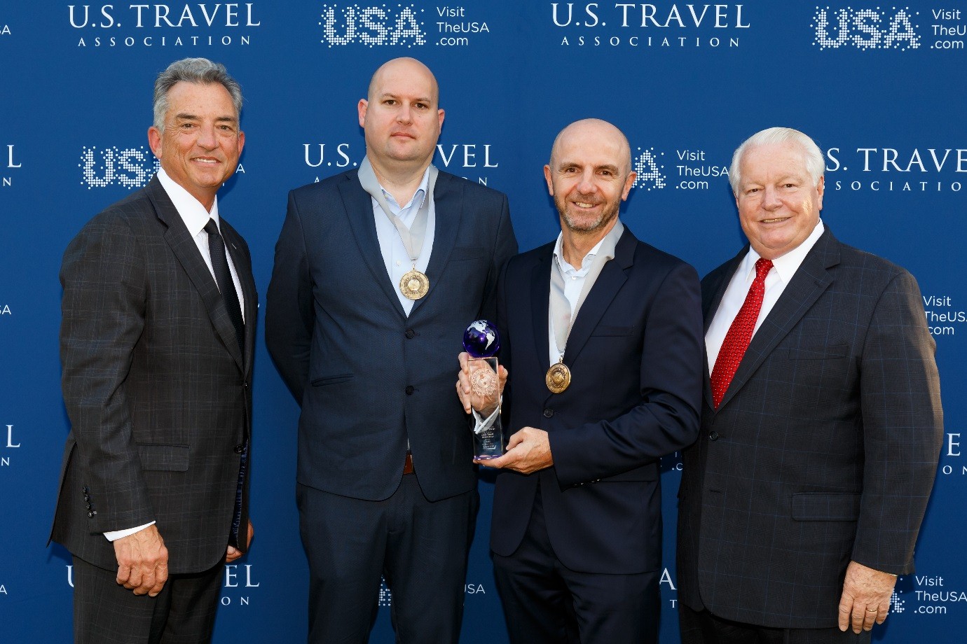 L-R: Christopher Thompson - President and CEO of Brand USA, Mark Brooker - Destination & Procurement Manager, Helloworld Travel Limited, Joe McCormack - GM Procurement, Helloworld Travel Limited, and Roger Dow- President and CEO of US Travel Association.