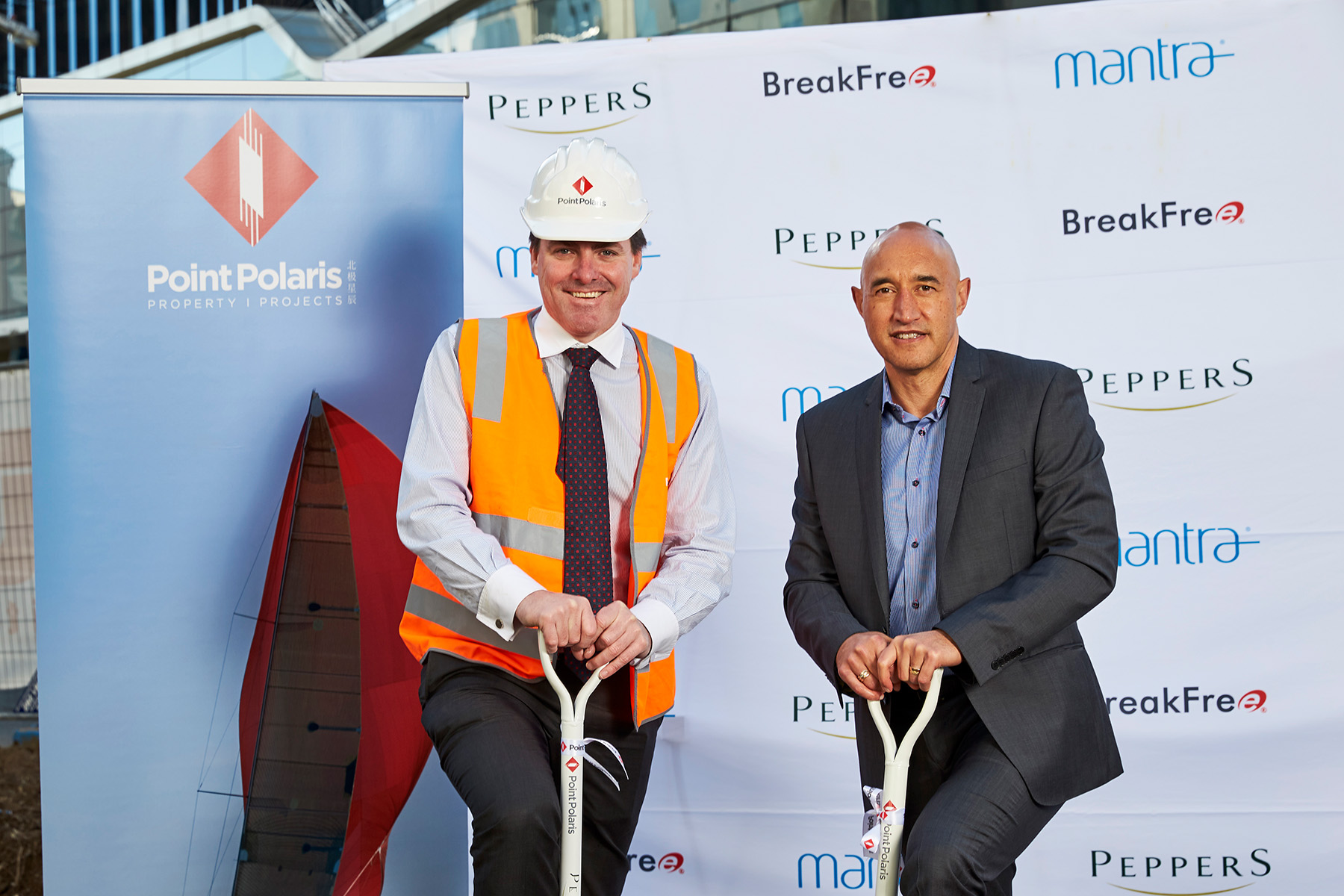 Peppers Southbank Sod Turning L-R Andrew Hogan and Doug Flavell 2