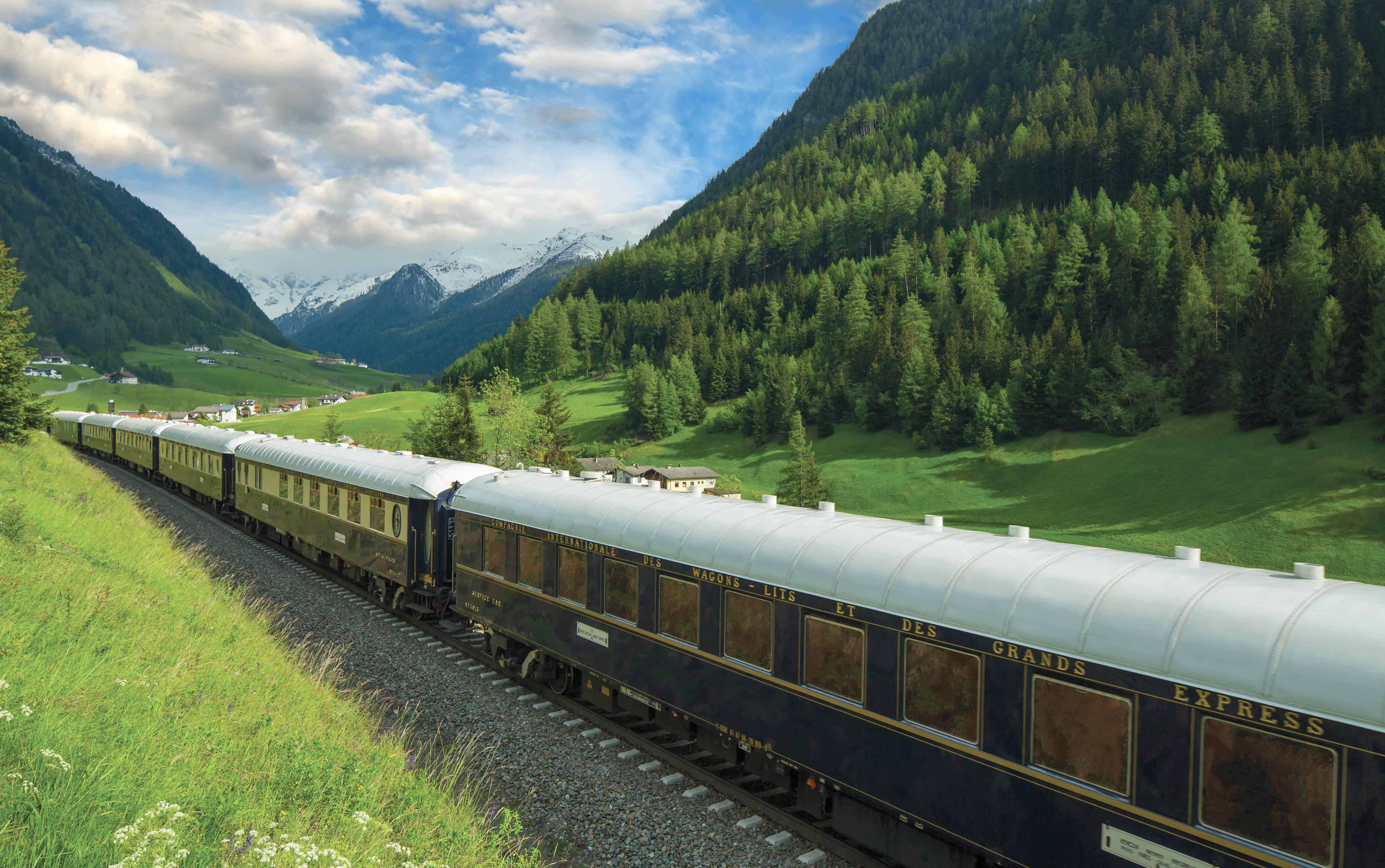 the Venice Simplon Orient Express passing through the Brenner Pass, Austria