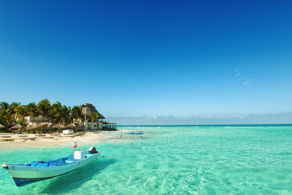 Beautiful beach in Isla Mujeres, Mexico.