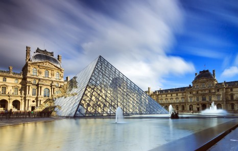 Paris, France - February 19, 2014: Beautiful view of the Louvre museum in Paris, France, on February 19, 2014
