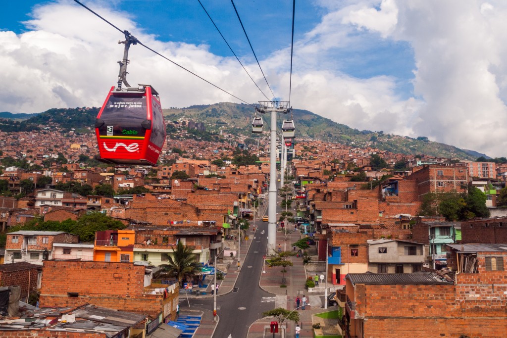 Metrocable cars in Medellin, Colombia