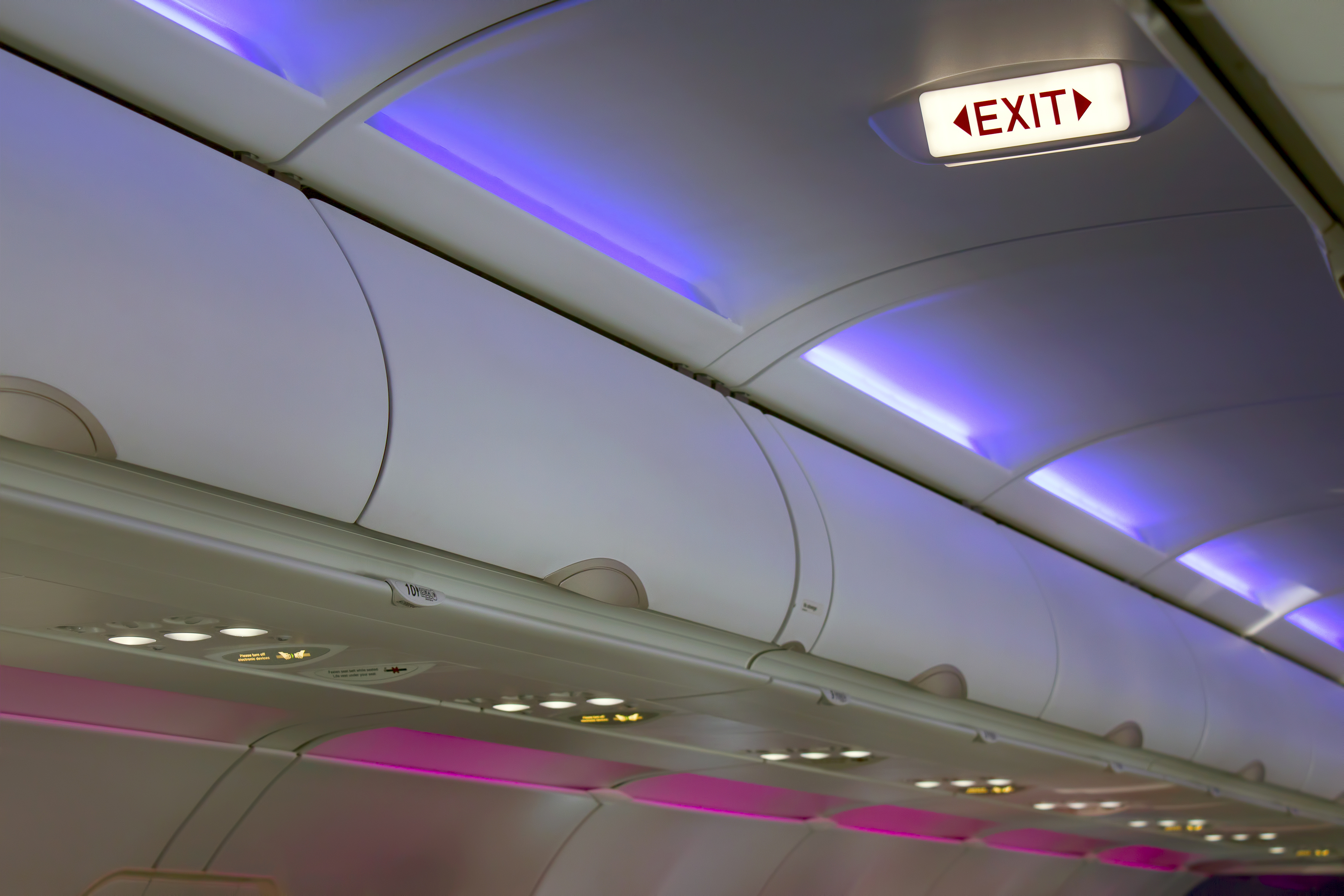Airplane interior lighting and signs