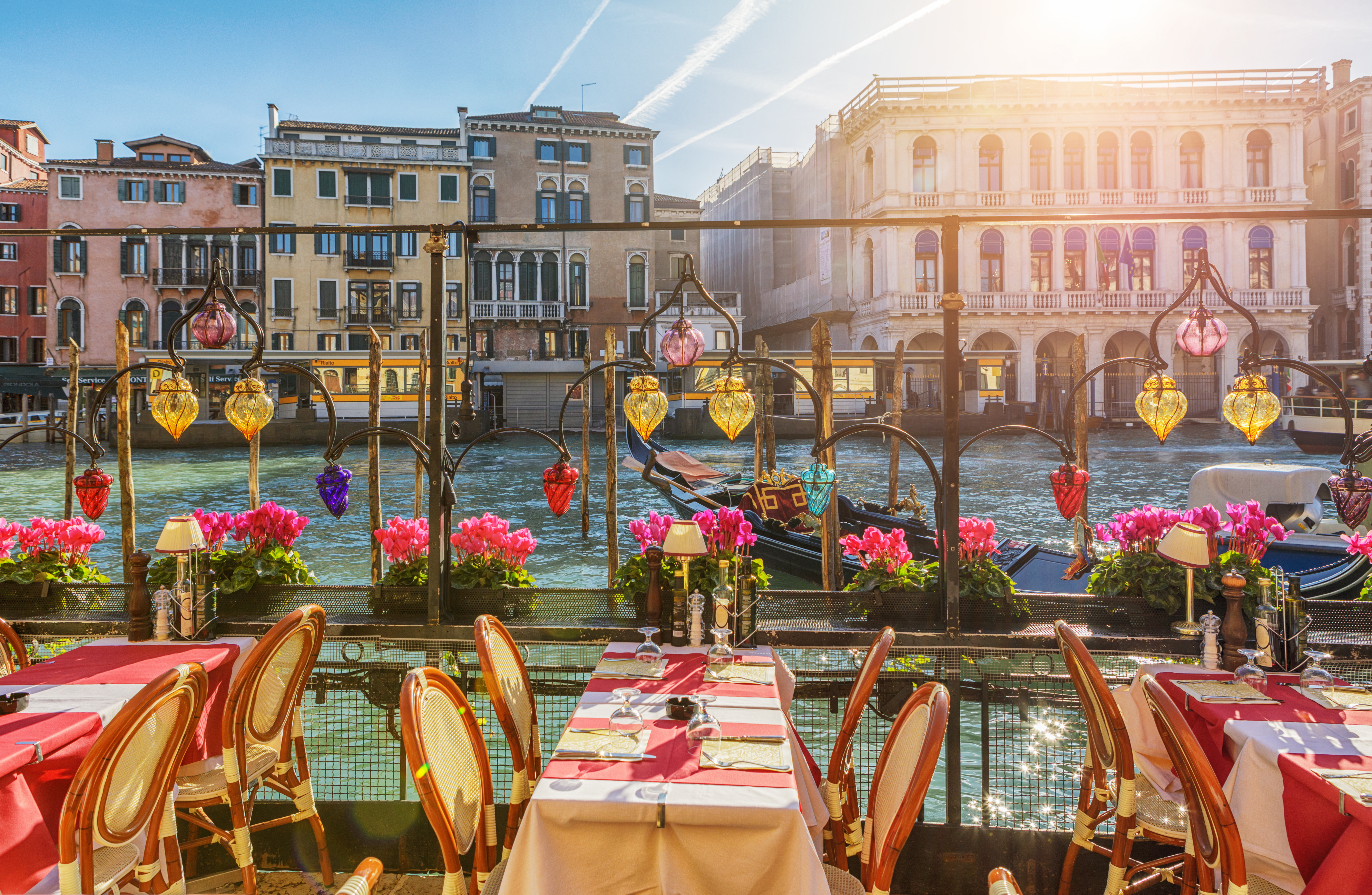 Restaurant Tables Near The Canal of Venice, Italy
