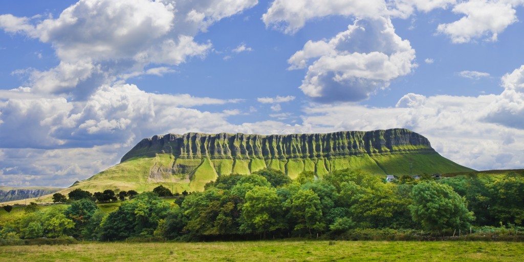 Typical Irish landscape with the Ben Bulben mountain called "table mountain" for its particular shape