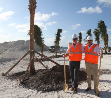 Pierfrancesco Vago and Gianluca Suprani planting the first trees on Ocean Cay