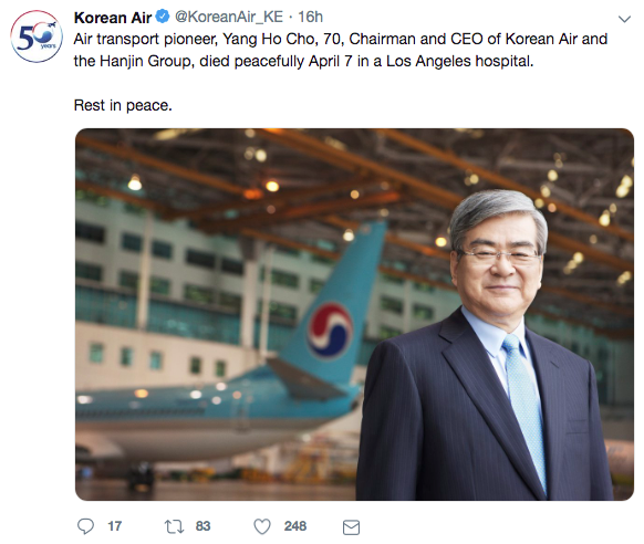 Korean Air tweet