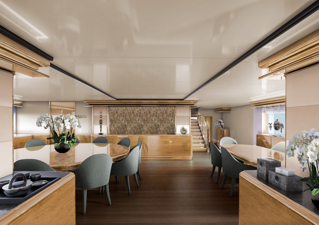 The dining room on board Aqua Blu.
