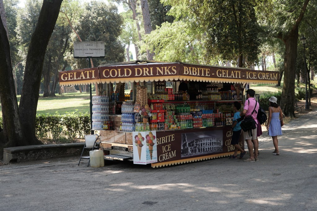 Snack and drinks stand in Villa Borghese, Rome