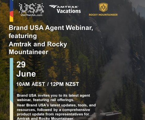 Brand USA upcoming webinar, featuring Amtrak and Rocky Mountaineer