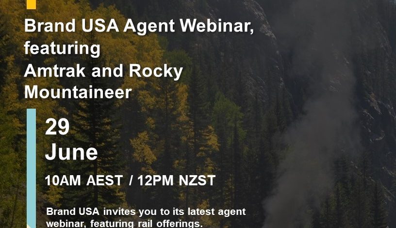 Brand USA upcoming webinar, featuring Amtrak and Rocky Mountaineer